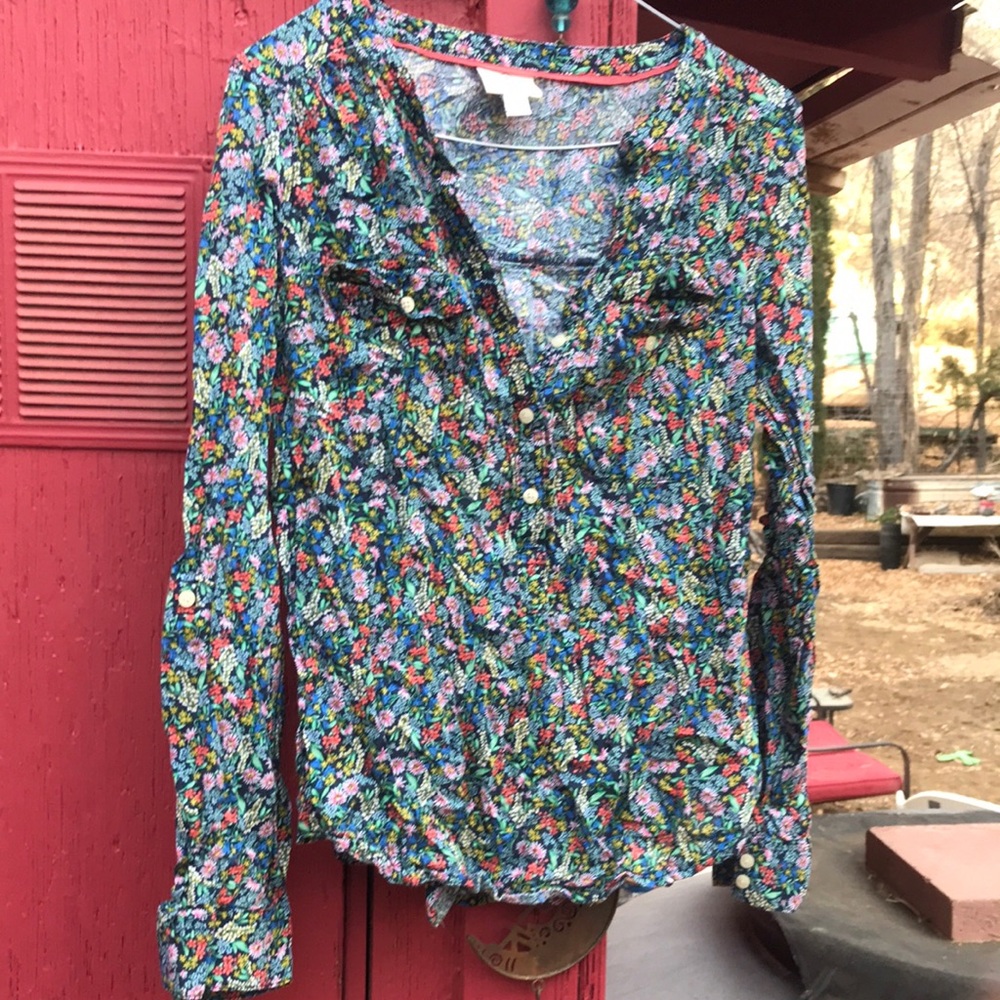 Beautiful small long sleeved  blouse by St. John’s bay . Multicolored